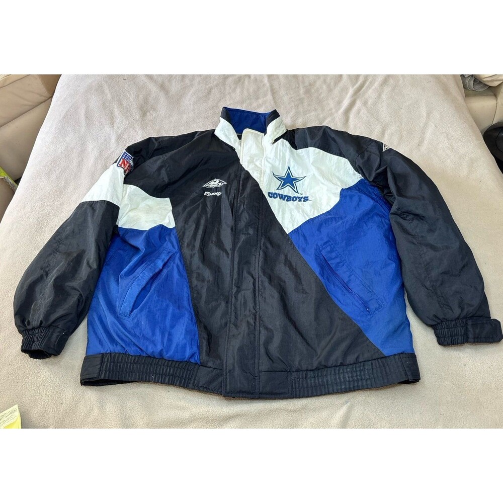 Vintage Dallas Cowboys Jacket Mens Size XL Black Blue NFL Football Apex One 90s